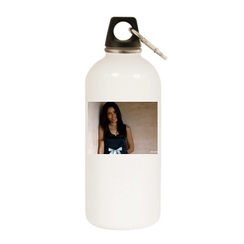 Freida Pinto White Water Bottle With Carabiner