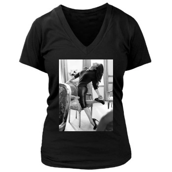 Salma Hayek Women's Deep V-Neck TShirt