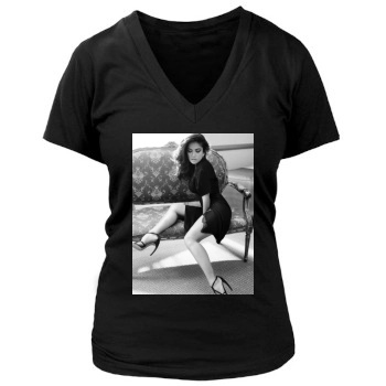 Salma Hayek Women's Deep V-Neck TShirt