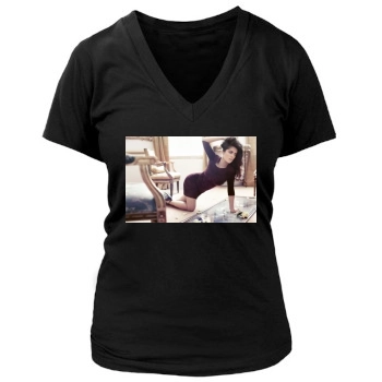 Salma Hayek Women's Deep V-Neck TShirt