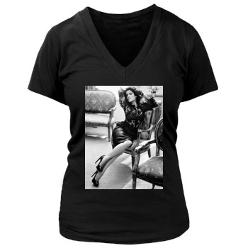 Salma Hayek Women's Deep V-Neck TShirt