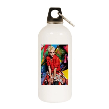 Sasha Pivovarova White Water Bottle With Carabiner