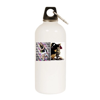 Sasha Pivovarova White Water Bottle With Carabiner