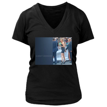 Scarlett Johansson Women's Deep V-Neck TShirt