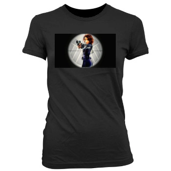 Scarlett Johansson Women's Junior Cut Crewneck T-Shirt