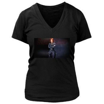 Scarlett Johansson Women's Deep V-Neck TShirt