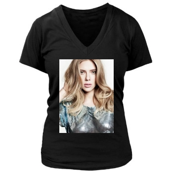 Scarlett Johansson Women's Deep V-Neck TShirt