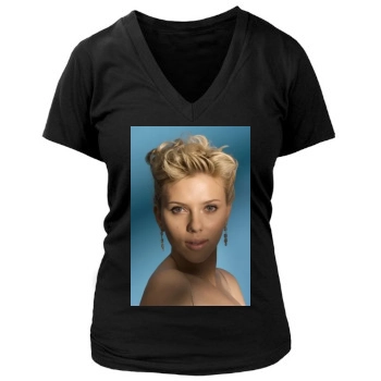 Scarlett Johansson Women's Deep V-Neck TShirt