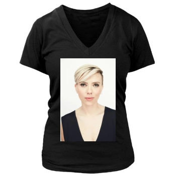 Scarlett Johansson Women's Deep V-Neck TShirt