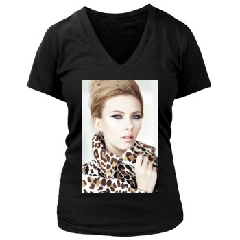 Scarlett Johansson Women's Deep V-Neck TShirt