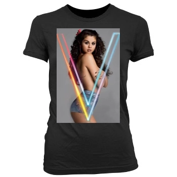 Selena Gomez Women's Junior Cut Crewneck T-Shirt