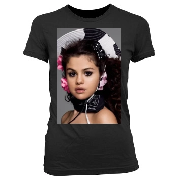 Selena Gomez Women's Junior Cut Crewneck T-Shirt