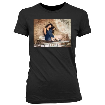 Selena Gomez Women's Junior Cut Crewneck T-Shirt