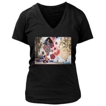 Selena Gomez Women's Deep V-Neck TShirt