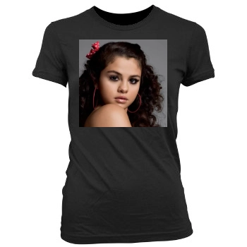 Selena Gomez Women's Junior Cut Crewneck T-Shirt