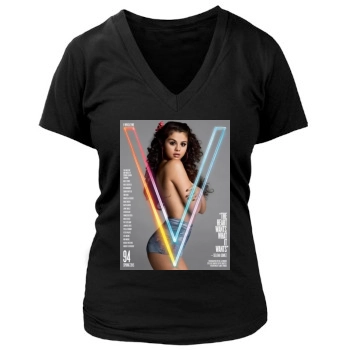 Selena Gomez Women's Deep V-Neck TShirt