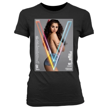 Selena Gomez Women's Junior Cut Crewneck T-Shirt