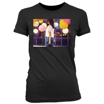 Selena Gomez Women's Junior Cut Crewneck T-Shirt