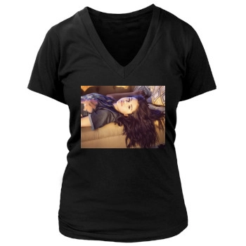 Selena Gomez Women's Deep V-Neck TShirt