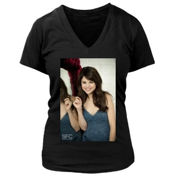 Selena Gomez Women's Deep V-Neck TShirt