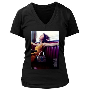 Selena Gomez Women's Deep V-Neck TShirt