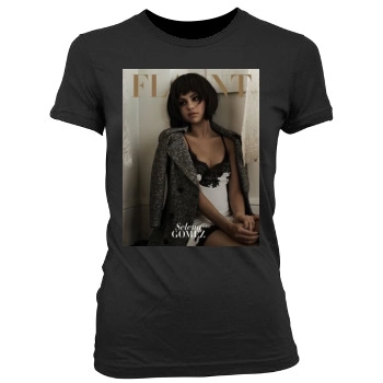 Selena Gomez Women's Junior Cut Crewneck T-Shirt