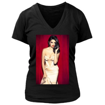 Selena Gomez Women's Deep V-Neck TShirt