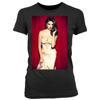 Selena Gomez Women's Junior Cut Crewneck T-Shirt