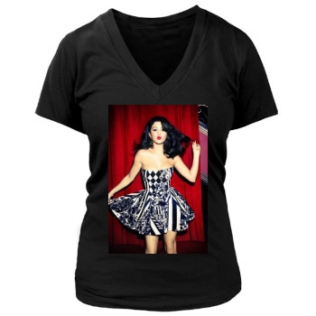 Selena Gomez Women's Deep V-Neck TShirt