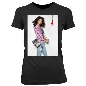 Selena Gomez Women's Junior Cut Crewneck T-Shirt