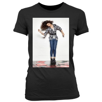 Selena Gomez Women's Junior Cut Crewneck T-Shirt