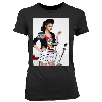 Selena Gomez Women's Junior Cut Crewneck T-Shirt