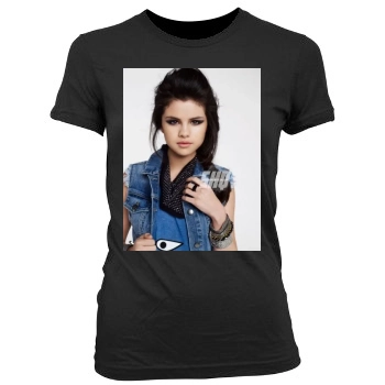 Selena Gomez Women's Junior Cut Crewneck T-Shirt