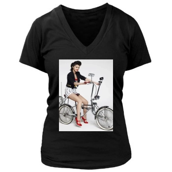 Selena Gomez Women's Deep V-Neck TShirt