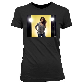 Selena Gomez Women's Junior Cut Crewneck T-Shirt