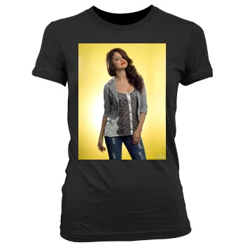 Selena Gomez Women's Junior Cut Crewneck T-Shirt