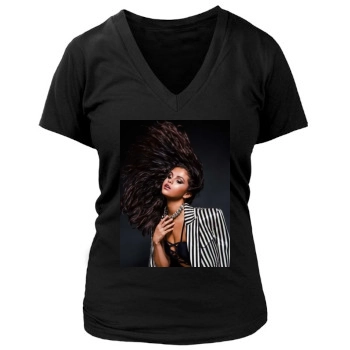 Selena Gomez Women's Deep V-Neck TShirt