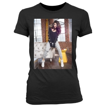 Selena Gomez Women's Junior Cut Crewneck T-Shirt