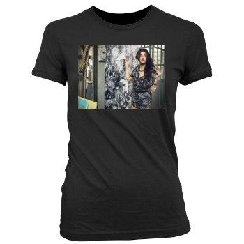 Selena Gomez Women's Junior Cut Crewneck T-Shirt