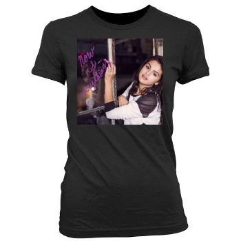 Selena Gomez Women's Junior Cut Crewneck T-Shirt