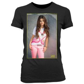 Selena Gomez Women's Junior Cut Crewneck T-Shirt