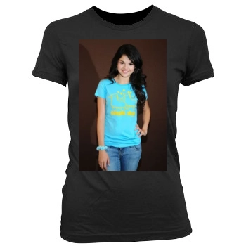 Selena Gomez Women's Junior Cut Crewneck T-Shirt