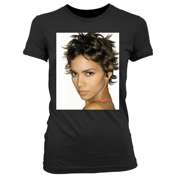 Halle Berry Women's Junior Cut Crewneck T-Shirt