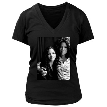 Halle Berry Women's Deep V-Neck TShirt