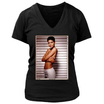 Halle Berry Women's Deep V-Neck TShirt