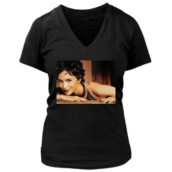 Halle Berry Women's Deep V-Neck TShirt