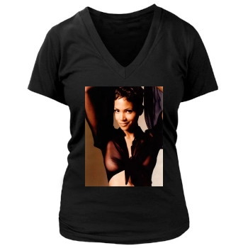 Halle Berry Women's Deep V-Neck TShirt