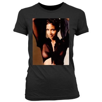 Halle Berry Women's Junior Cut Crewneck T-Shirt