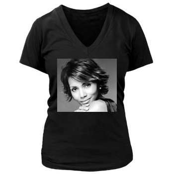 Halle Berry Women's Deep V-Neck TShirt