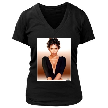 Halle Berry Women's Deep V-Neck TShirt